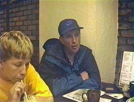 Michael and Ryan in the cafe at 7 Church Street, Monmouth, 27 miles into the ride